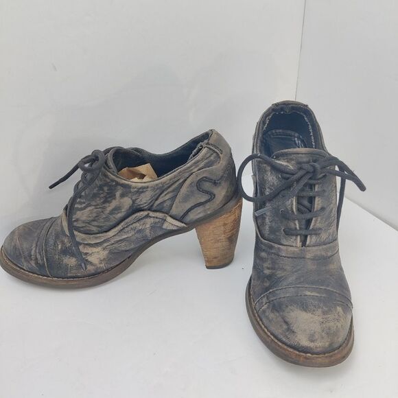 Feud britannia 'Learner' Lace Up Leather Ankle Booties w/ Stacked Heels Sz 6 - Picture 5 of 16